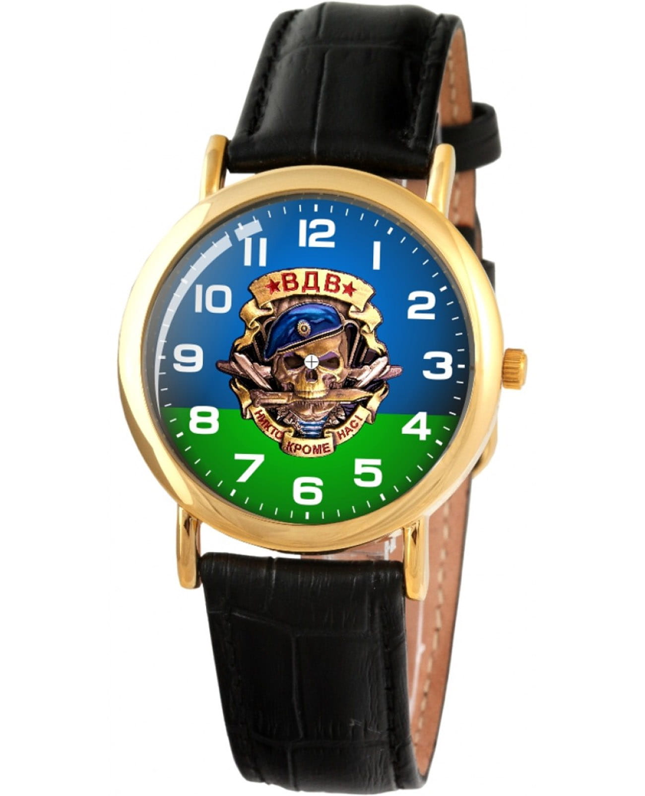 Слава Слава Патриот 1049772/2035  1049772/2035 кварцевые мужские часы синий циферблат, браслет кожаный — вид спереди